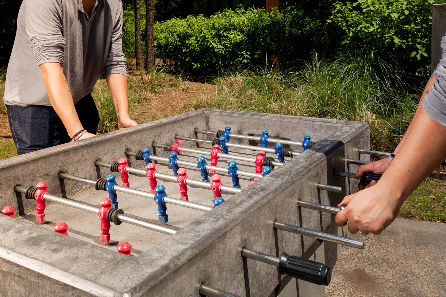 Outside the Lifestyle Center, residents can enjoy playing foosball with each other.