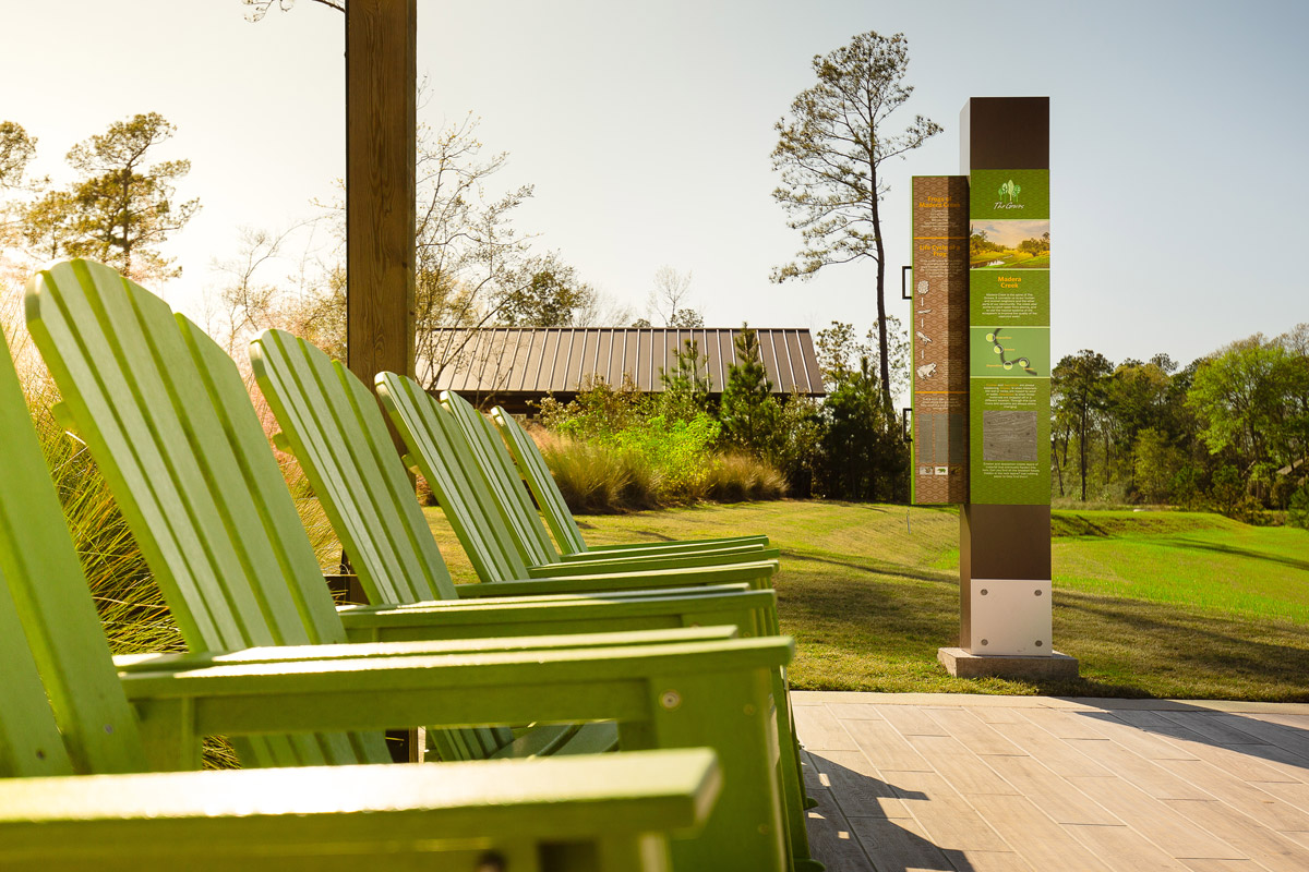 Take in the views of Madera Creek from one of many Adirondack chairs.